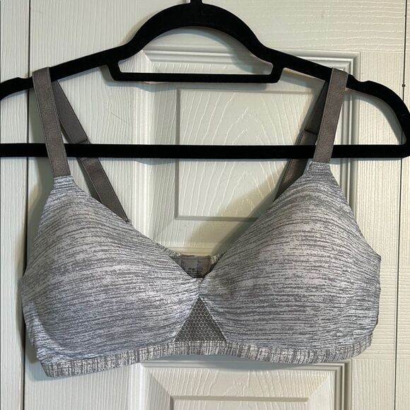 HANES Gray Heather Large Wireless Bra Soft Jersey Mesh Adjustable Lined - Picture 1 of 10